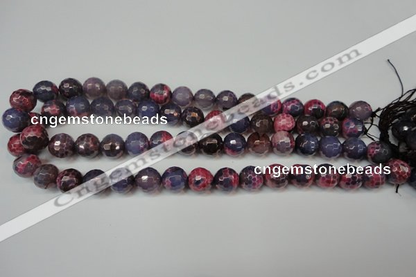 CAG5826 15 inches 12mm faceted round fire crackle agate beads