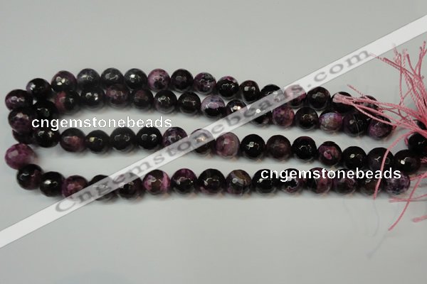 CAG5827 15 inches 12mm faceted round fire crackle agate beads