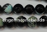 CAG5828 15 inches 12mm faceted round fire crackle agate beads