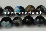 CAG5829 15 inches 12mm faceted round fire crackle agate beads