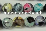 CAG5830 15 inches 12mm faceted round fire crackle agate beads