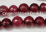 CAG5832 15 inches 12mm faceted round fire crackle agate beads