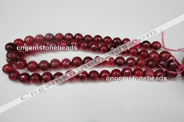 CAG5832 15 inches 12mm faceted round fire crackle agate beads