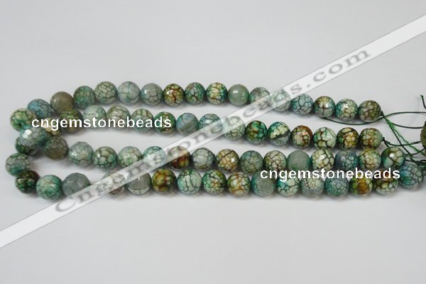 CAG5833 15 inches 12mm faceted round fire crackle agate beads