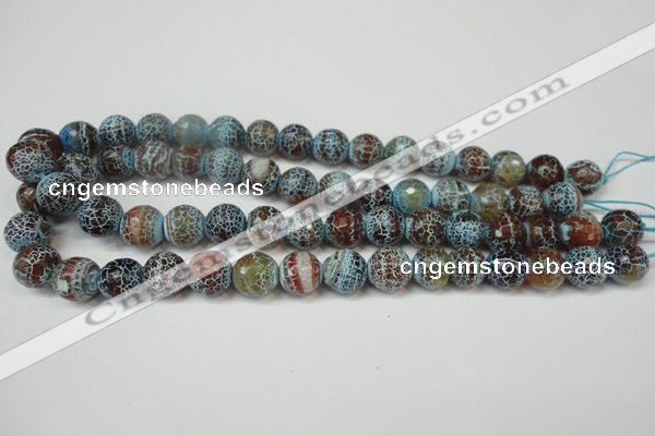 CAG5834 15 inches 12mm faceted round fire crackle agate beads