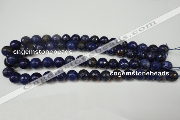 CAG5835 15 inches 12mm faceted round fire crackle agate beads