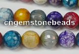 CAG5836 15 inches 12mm faceted round fire crackle agate beads