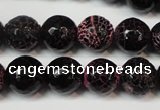 CAG5837 15 inches 12mm faceted round fire crackle agate beads