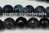 CAG5838 15 inches 12mm faceted round fire crackle agate beads