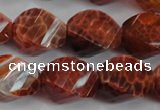 CAG584 15.5 inches 15*20mm faceted & twisted rice natural fire agate beads