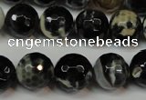 CAG5840 15 inches 14mm faceted round fire crackle agate beads