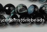 CAG5841 15 inches 14mm faceted round fire crackle agate beads