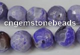 CAG5843 15 inches 14mm faceted round fire crackle agate beads