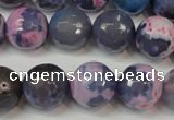 CAG5844 15 inches 14mm faceted round fire crackle agate beads