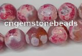 CAG5845 15 inches 14mm faceted round fire crackle agate beads