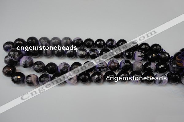 CAG5846 15 inches 14mm faceted round fire crackle agate beads