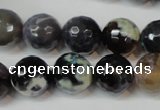 CAG5847 15 inches 14mm faceted round fire crackle agate beads