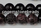 CAG5849 15 inches 14mm faceted round fire crackle agate beads