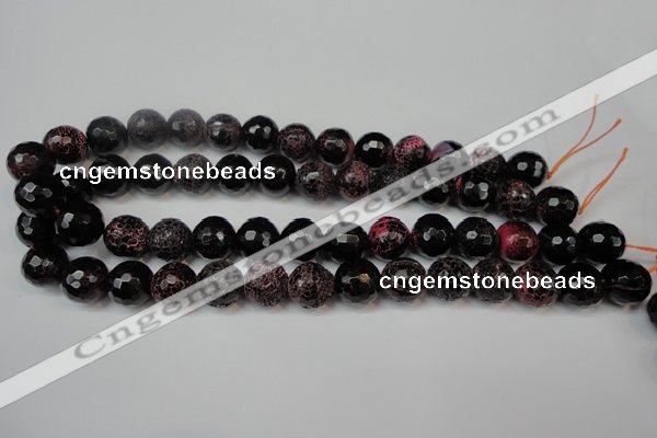 CAG5849 15 inches 14mm faceted round fire crackle agate beads