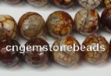 CAG5850 15 inches 14mm faceted round fire crackle agate beads