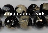 CAG5855 15 inches 16mm faceted round fire crackle agate beads