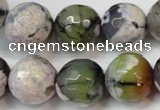 CAG5856 15 inches 16mm faceted round fire crackle agate beads