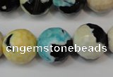 CAG5857 15 inches 16mm faceted round fire crackle agate beads