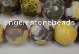 CAG5858 15 inches 16mm faceted round fire crackle agate beads