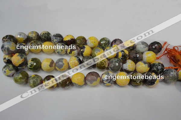 CAG5858 15 inches 16mm faceted round fire crackle agate beads