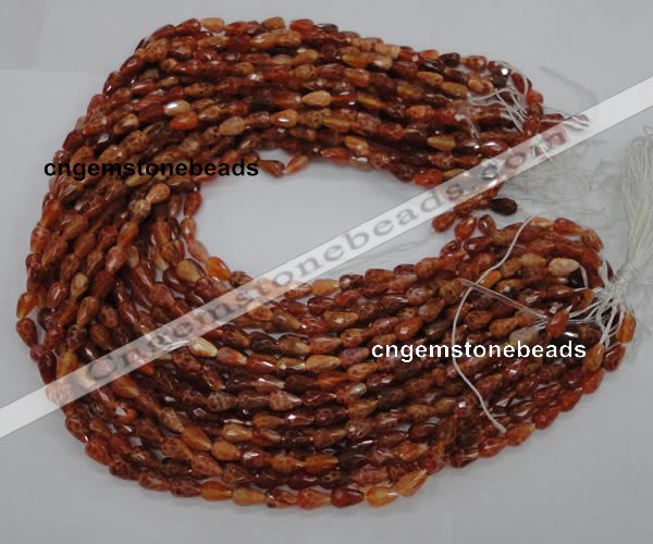 CAG586 15.5 inches 8*12mm faceted teardrop natural fire agate beads