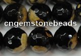 CAG5860 15 inches 16mm faceted round fire crackle agate beads