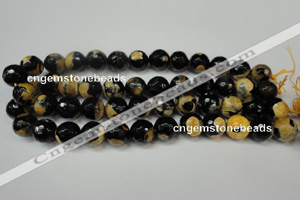 CAG5860 15 inches 16mm faceted round fire crackle agate beads