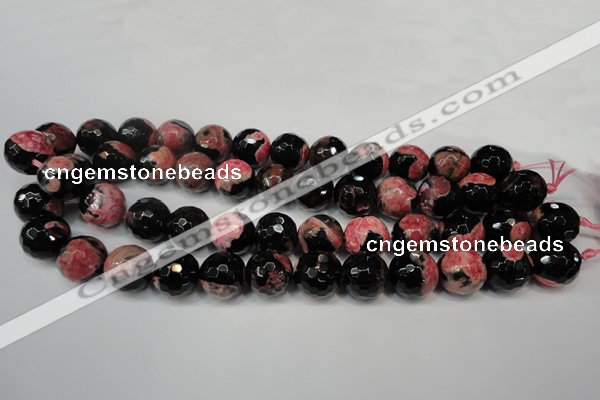 CAG5862 15 inches 16mm faceted round fire crackle agate beads