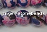 CAG5863 15 inches 16mm faceted round fire crackle agate beads