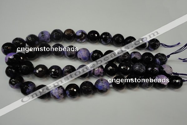 CAG5864 15 inches 16mm faceted round fire crackle agate beads