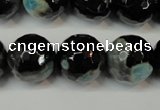 CAG5865 15 inches 16mm faceted round fire crackle agate beads