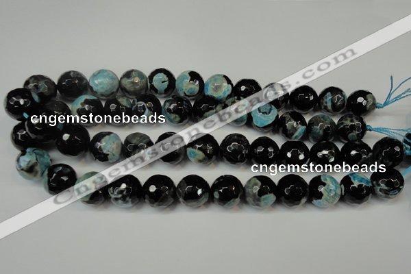 CAG5865 15 inches 16mm faceted round fire crackle agate beads