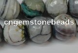 CAG5866 15 inches 16mm faceted round fire crackle agate beads