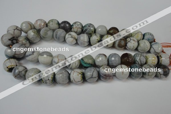 CAG5866 15 inches 16mm faceted round fire crackle agate beads