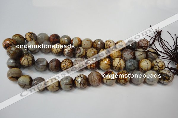 CAG5867 15 inches 16mm faceted round fire crackle agate beads