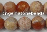 CAG5868 15 inches 16mm faceted round fire crackle agate beads