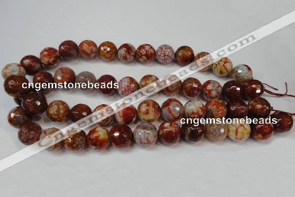 CAG5869 15 inches 16mm faceted round fire crackle agate beads