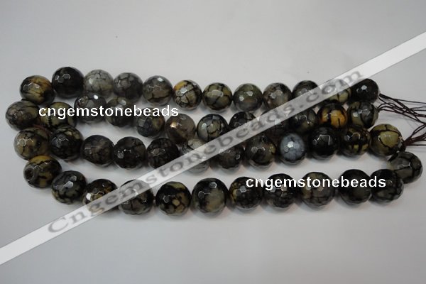 CAG5870 15 inches 16mm faceted round fire crackle agate beads