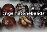 CAG5871 15 inches 16mm faceted round fire crackle agate beads