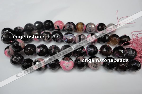 CAG5877 15 inches 18mm faceted round fire crackle agate beads