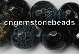 CAG5878 15 inches 18mm faceted round fire crackle agate beads