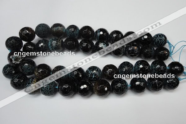 CAG5878 15 inches 18mm faceted round fire crackle agate beads