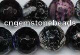 CAG5879 15 inches 18mm faceted round fire crackle agate beads