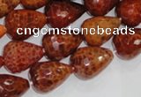 CAG588 15.5 inches 13*18mm faceted teardrop natural fire agate beads