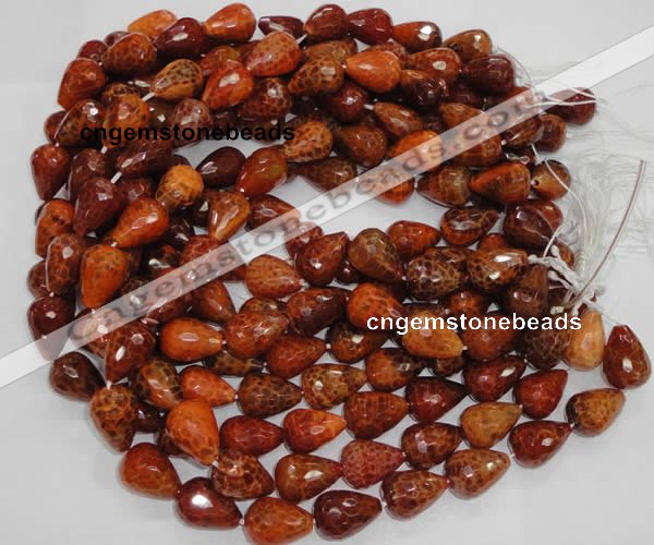 CAG588 15.5 inches 13*18mm faceted teardrop natural fire agate beads